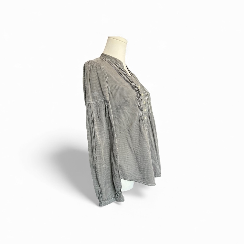 EUC Converse All Star gray & white thin stripe long sleeve blouse | sz XS - Picture 3 of 9